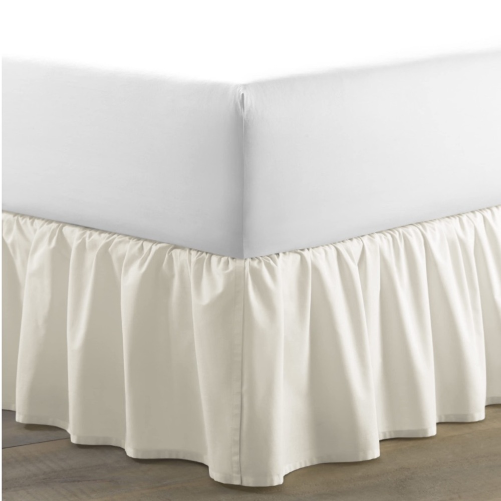 Laura Ashley Elegant White Bed Skirt 100% Cotton -King Size